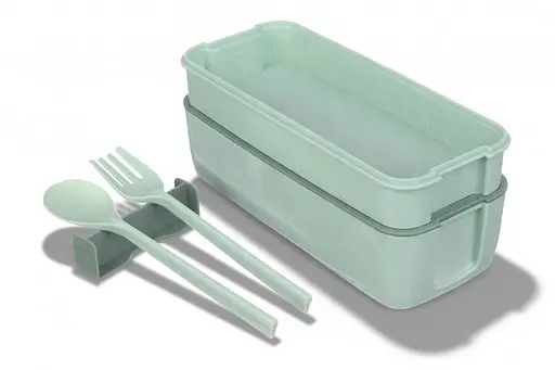 Ланч-бокс эко на 2 яруса с приборами Laprida Delicious lunch 02 Зеленый 750 мл (64-21-1172) - фото 3