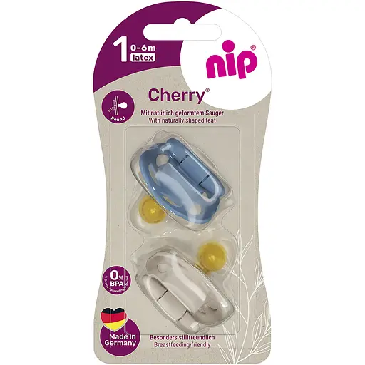 Пустушка кругла Nip Вишенька Х 0-6 міс. синя з коричневим 2 шт. (38881-51)