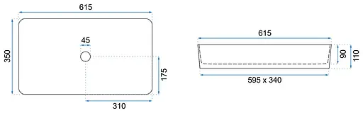 Умивальник Rea Denis black stone matt накладний REA-U6510, Чорний матовий - фото 6