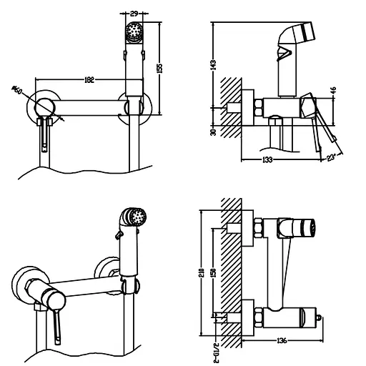 Змішувач для гігієнічного душу зовнішнього монтажу Mixxus Davis 024 MI7148, Хром - фото 2