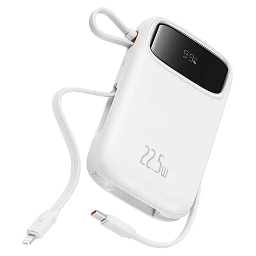 Повербанк Baseus QPow2 Dual-Cable 10000 mAh 22.5W (P10055001222-B1) White