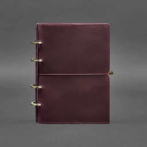 Шкіряний блокнот А5 на кільцях (софт-бук) 9.0 в м'якій бордовій обкладинці - фото 7