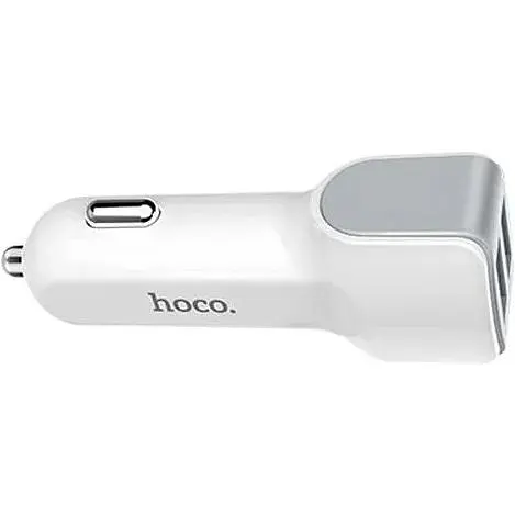 Автомобильное зарядное устройство от прикуривателя Hoco Z23 2xUSB 2.4A White - фото 2