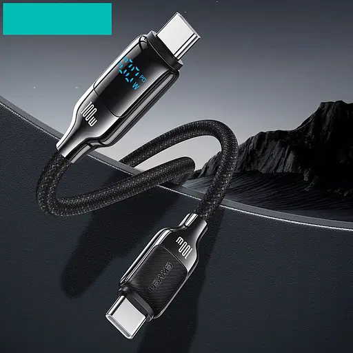 Дата кабель Usams US-SJ742 Digital Display HX Ser. Type-C to Type-C 100W (1.2m) Tarnish - фото 2