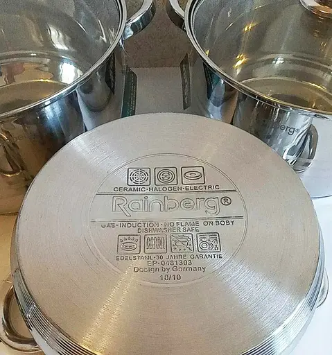 Набор кастрюль Rainberg RB-605 из 3-х кастрюль 6,3/7,1/9,4л с крышками из нержавеющей стали 6 предметов - фото 5