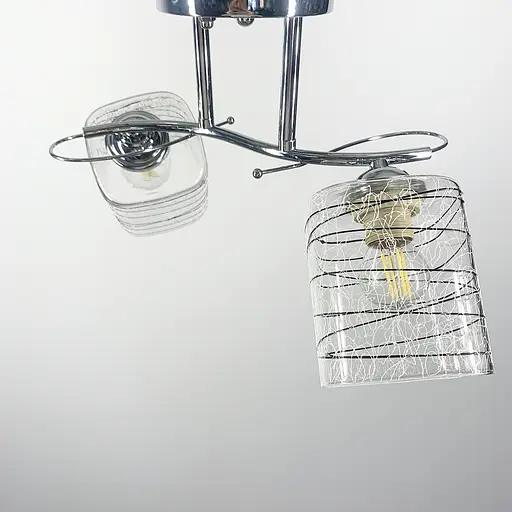 Люстра срібна на 2 плафони з чорно-білими візерунками | Line F | Арт. 9513/2 CH - фото 5