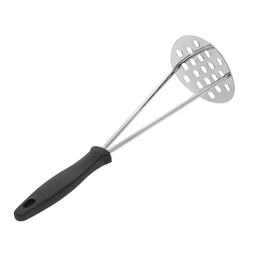 Товкачка картоплям'ялка для картоплі посилена з нержавіючої сталі з пластиковою ручкою 25 см, Kitchen Master Чорний 86227 - фото 2