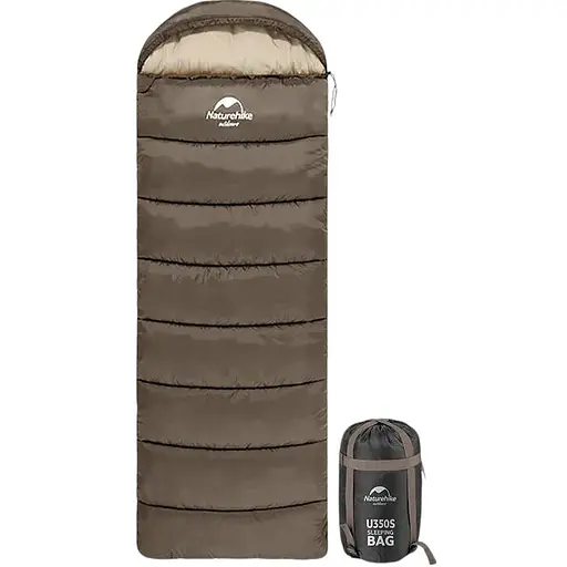 Спальник с капюшоном Naturehike U350 NH20MSD07, 1°C правый коричневый - фото 1