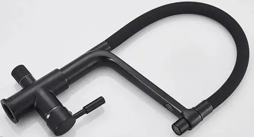 Кухонный смеситель Blide ZeroTwo с подключением к фильтру + вытяжной гусак (Черный мат) - фото 4