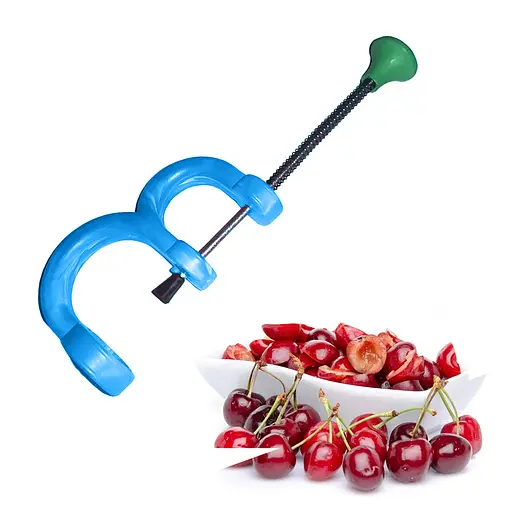 Прибор для удаления косточек выдавливатель косточки (нержавеющая сталь, пластик), Kitchen Master Голубой 86603 - фото 2