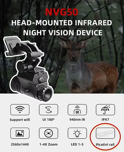 Монокуляр ночного видения NVG50 Pro + Wilcox L4G24 + мост (до 600м в темноте) - фото 9