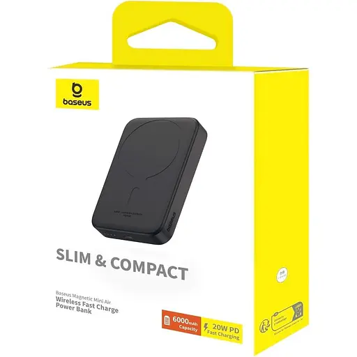 Павербанк Baseus Magnetic Wireless Mini Air Black 6 000 mAh / 20 Вт (P10059002113-00) - фото 9