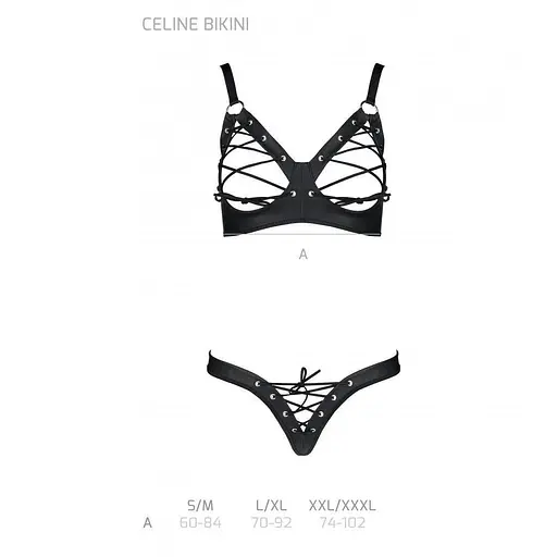 Комплект з екошкіри Passion Celine Bikini black L/XL - фото 5