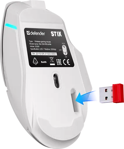 Миша Defender Stix GM-009 White (52009) - фото 5