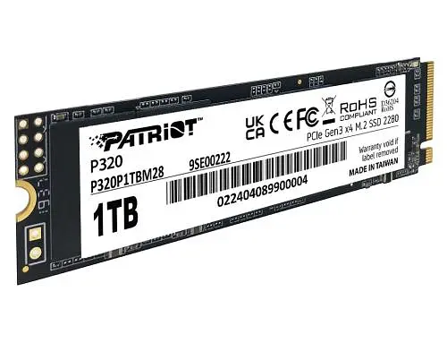 Твердотельный SSD-накопитель 1 ТБ, Patriot P320, PCI-E 3.0x4, M.2 2280, 3D TLC, 3000/2200 МБ/с (P320P1TBM28) - фото 3