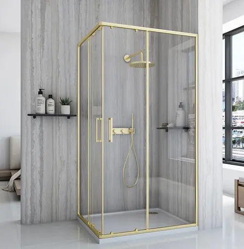 Душевая кабина Rea City 80x100 brushed gold REA-K6445, Универсальная, прозрачная, золотой - фото 2
