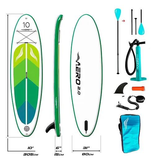 Надувная SUP доска Aero Board 2.0 (305х15х80см) 10' Green Leaf - фото 2