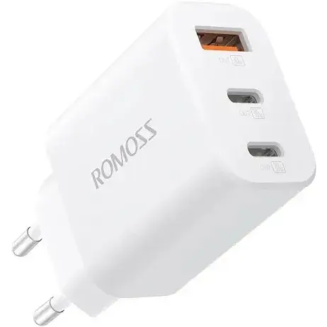 Зарядний пристрій Romoss 2C1A 30 W (AC30RB-H3-214H) на 3 виходи блок білий - фото 1
