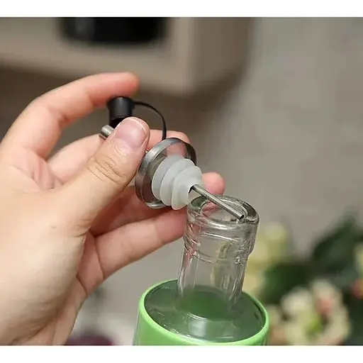 Диспенсер дозатор для масла уксуса соуса стеклянная бутылка с дозатором с стильной цветной накладкой 300 мл, Kitchen Master Белый 87626 - фото 5