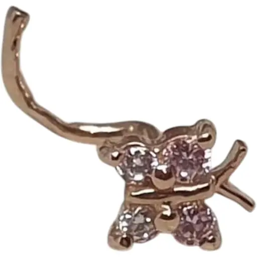 Золота сережка-пірсинг Dear в ніс Dear з фіанітами. 1041.1 рожевий