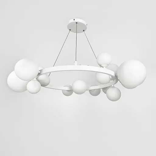 Кольцевая люстра с 15 белыми плафонами в белом корпусе Ст. AT 32/15 WT | Line F - фото 1