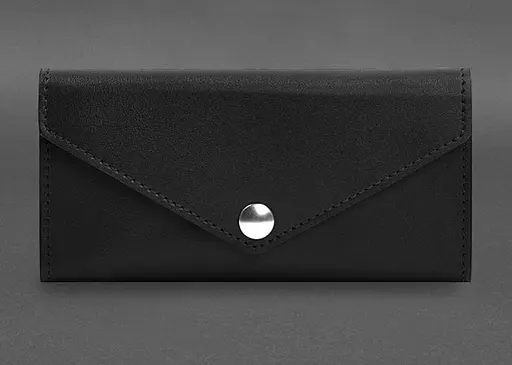 Кожаный клатч (портмоне) на кнопке 5.0 Черный краст - фото 1