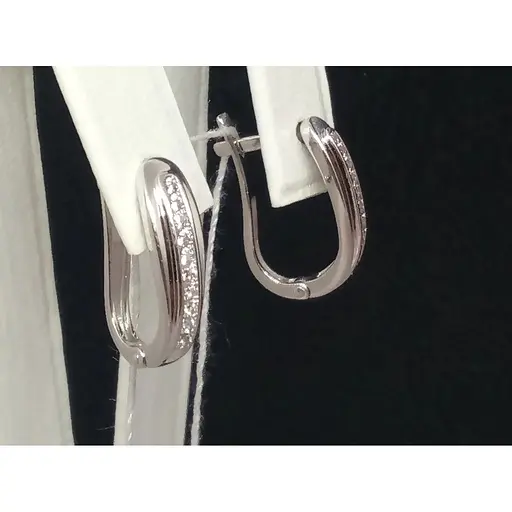 Золоті сережки Столична Ювелірна Фабрика з фіанітами. 110535Б - фото 2