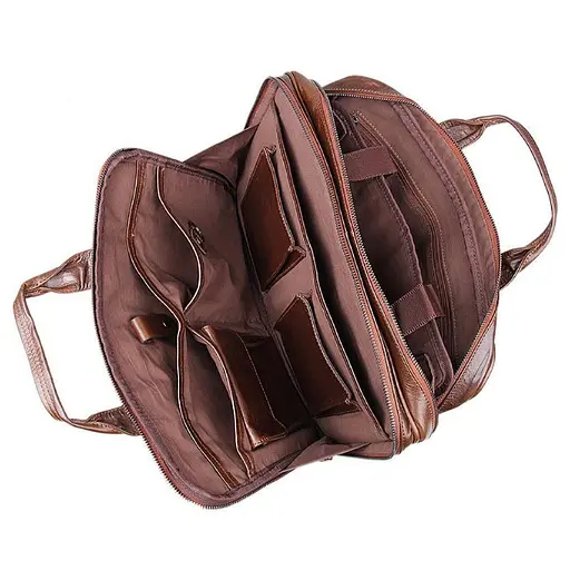 Мужская функциональная кожаная сумка John McDee 38х9х30.5 см sum0028430 - фото 2