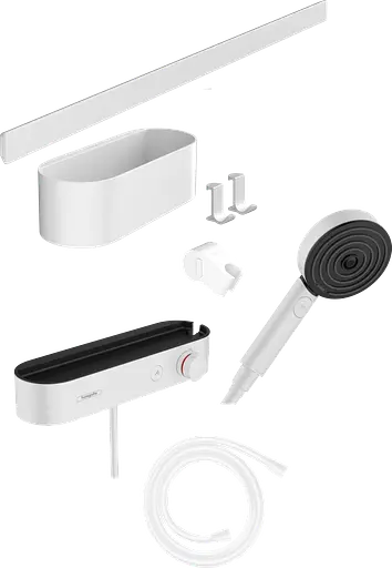Комплект аксесуарів Hansgrohe WallStoris Activation EcoSmart з термостатом 7в1 Matt White 24250700, Білий матовий - фото 1
