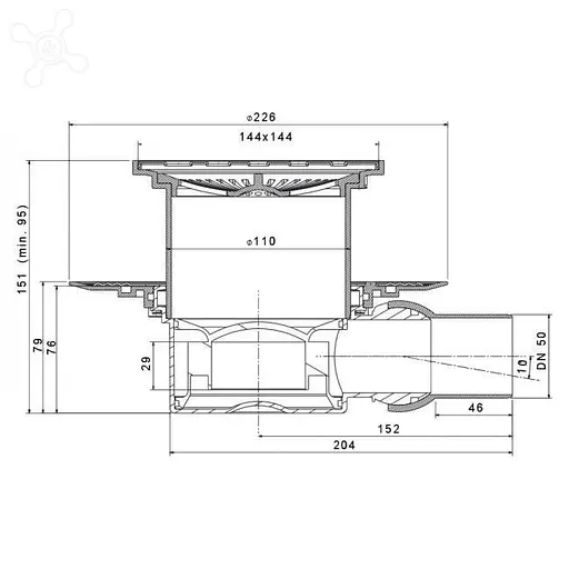 Трап для душа Pestan Confluo Tide-1 боковой 15x15 см 30412 - фото 6
