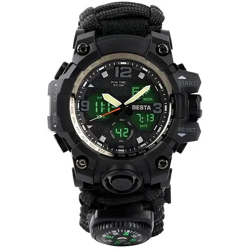 Наручные часы мужские с компасом Besta Life Pro AllBlack Черный (3085)