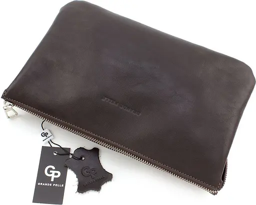 Шкіряний чоловічий клатч GRANDE PELLE 26х16х3 см sum0023820 - фото 4