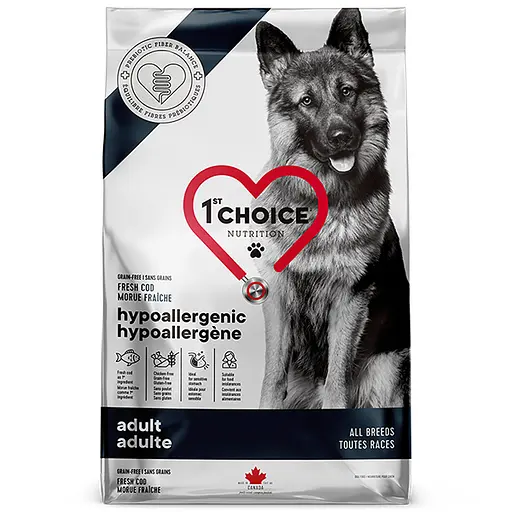 Сухой беззерновой корм для собак с пищевой аллергией 1st Choice Adult Hypoallergenic Cod с треской 11 кг (65672101844) - фото 1