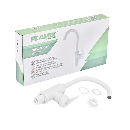 Змішувач для кухні Plamix Diego-011 white PM0657, Білий - фото 6