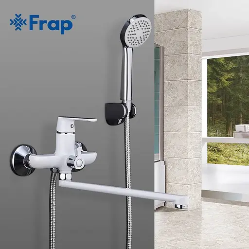 Смеситель для ванны длинный гусак Ø35 Frap 1/10 F2231 Белый - фото 5