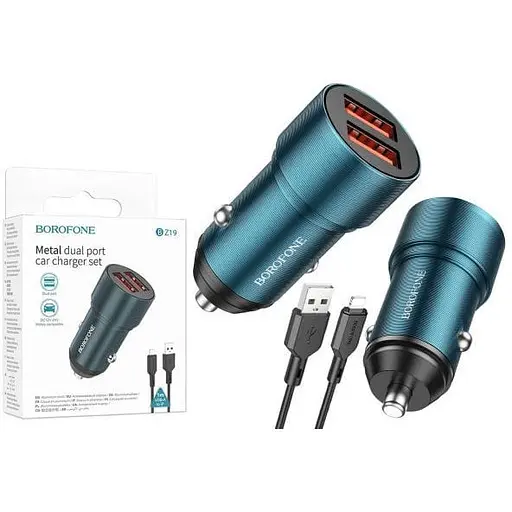 Зарядное устройство Borofone BZ19 lightning 2 x USB/2.4 A