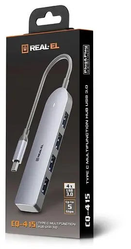 USB-Хаб Real-EL CQ-415 Space Grey UAH (EL123110001) - фото 5