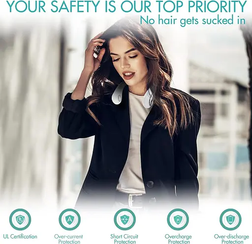 Беслопастный шейный вентилятор 5000 мАч час работы 21 час - фото 3