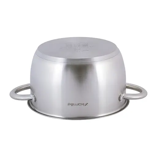 Каструля 3 л з нержавіючої сталі з кришкою та порожнистими ручками для індукції та газу KM-4902 Сірий 87480 - фото 4