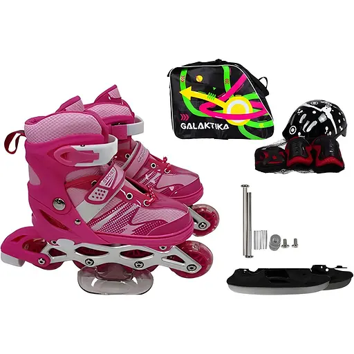 Ролики RS-0038 L (39-42) з підсвіткою рожеві - фото 2