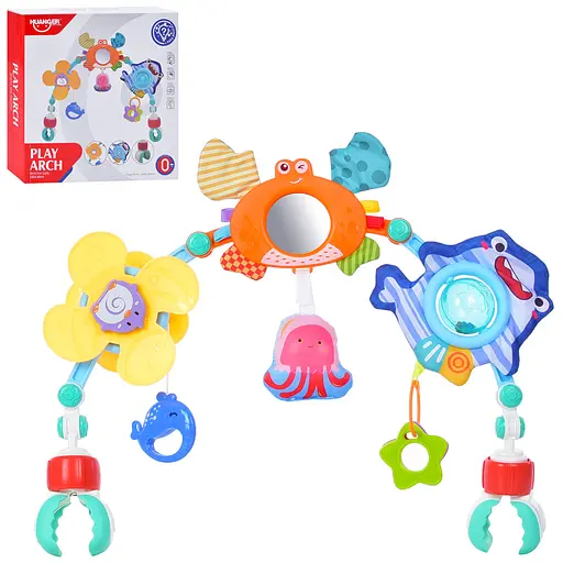 Подвеска на коляску, 48x36 см, зеркало, погремушка, подвески 3 шт., 28x28x6 см