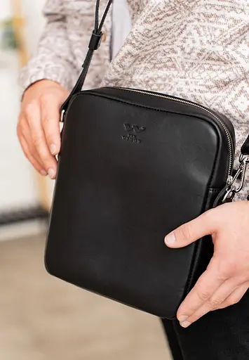 Шкіряна сумка Challenger S чорна - фото 4