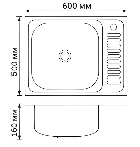 Кухонная мойка Brinex 6050-L 0.6 мм, накладная BRIN6050LSAT06 - фото 7