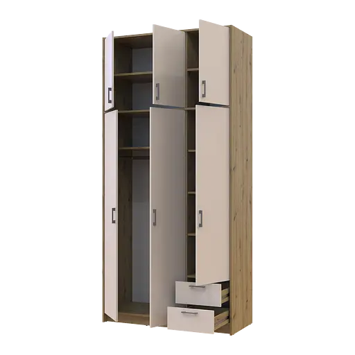 Шкаф для одежды Doros Ронди с высокой антресолей Дуб Артизан/Кашемир 3 ДСП 121х52х260 (42005193) - фото 2
