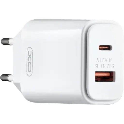 Сетевое зарядное устройство для XO L90A EU PD20W + QC18W Высокоскоростной светопередача Белый Белый - фото 1
