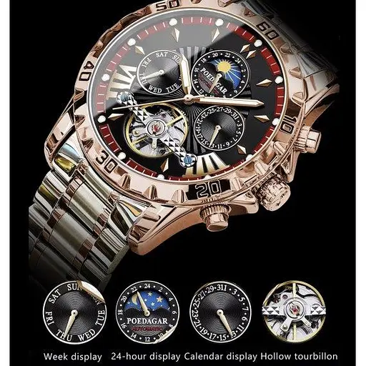 Чоловічий механічний годинник Poedagar Mechanical - фото 4