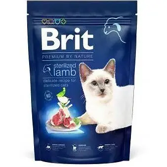 Сухой корм Brit Premium Cat by Nature Sterilized Lamb для стерилизованных кошек с ягненком 1500 г - фото 1