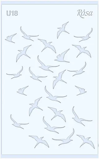 Трафарет багаторазовий універсальний №U18 Птахи 20 прозорий 0,5мм Rosa Talent - фото 1