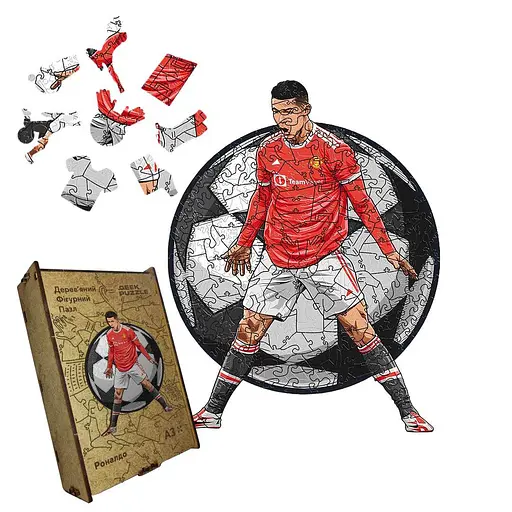 Пазл деревяний Роналдо, А2, Деревяна коробка 300+ елементів