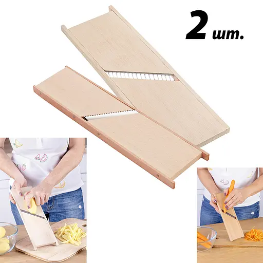 Терка универсальная деревянная для овощей по-корейски и для картошки фри (набор из двух терок), Wood&Steel 87717 - фото 4